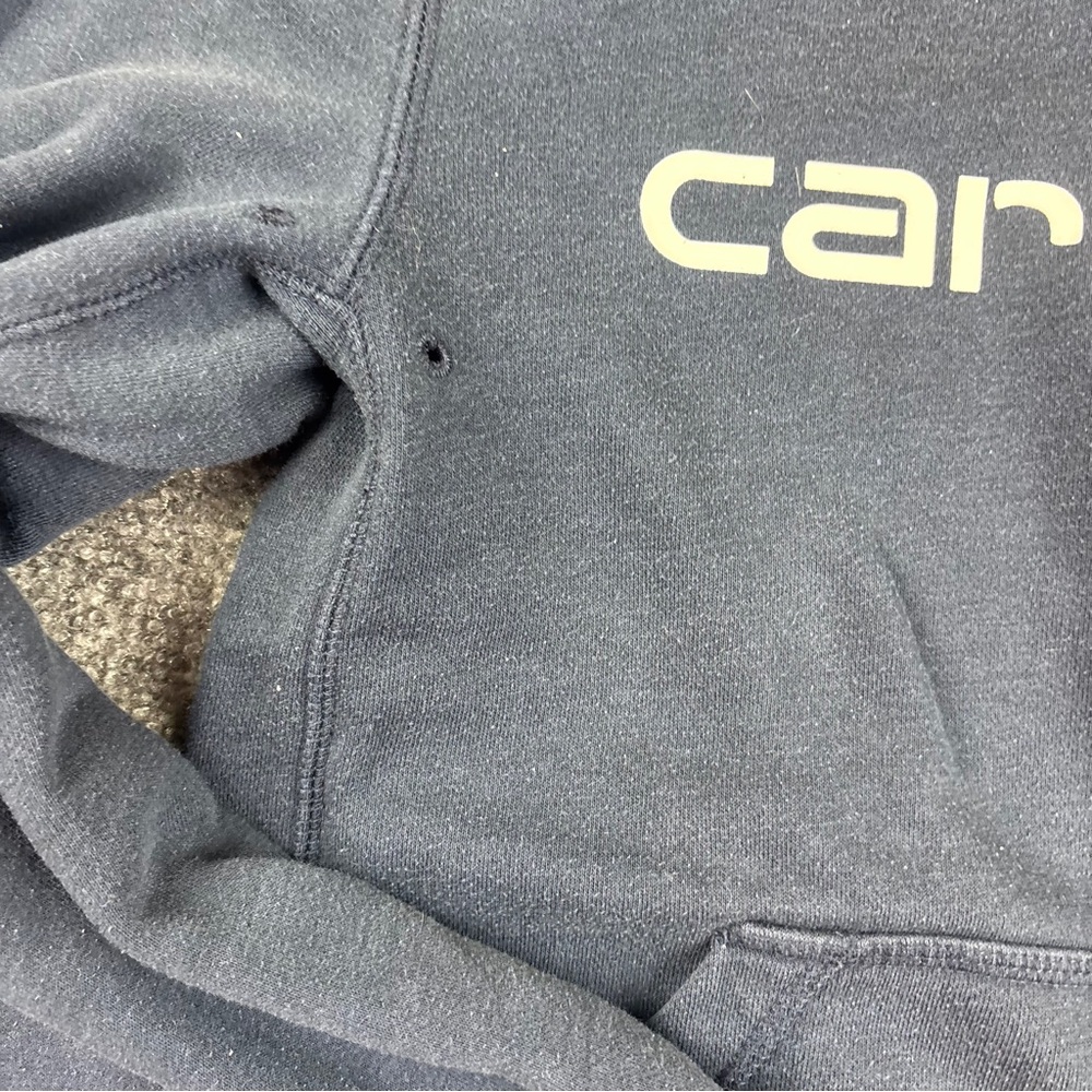 CARHARTT Men’s Blue Hooded Force Sweatshirt White Logo Relaxed Fit size: Small - Picture 3 of 8
